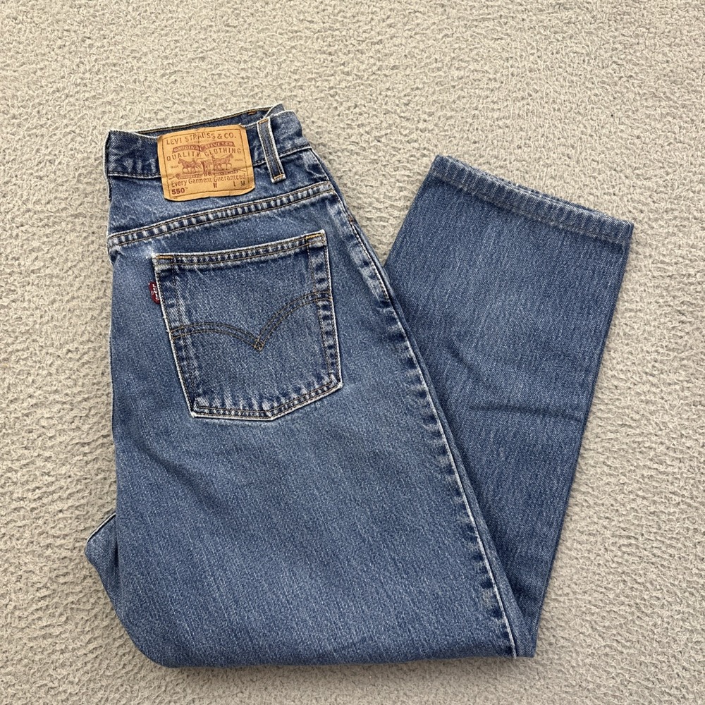 Vintage 90s Levi's 550 Relaxed Fit Tapered Leg Jeans Made In USA Women 14 x 26.5